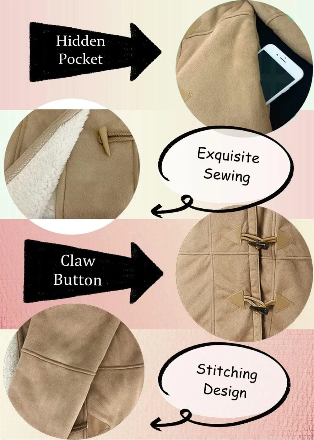 AI'MOURI Sherpa Fleece Outerwear Overcoat Women