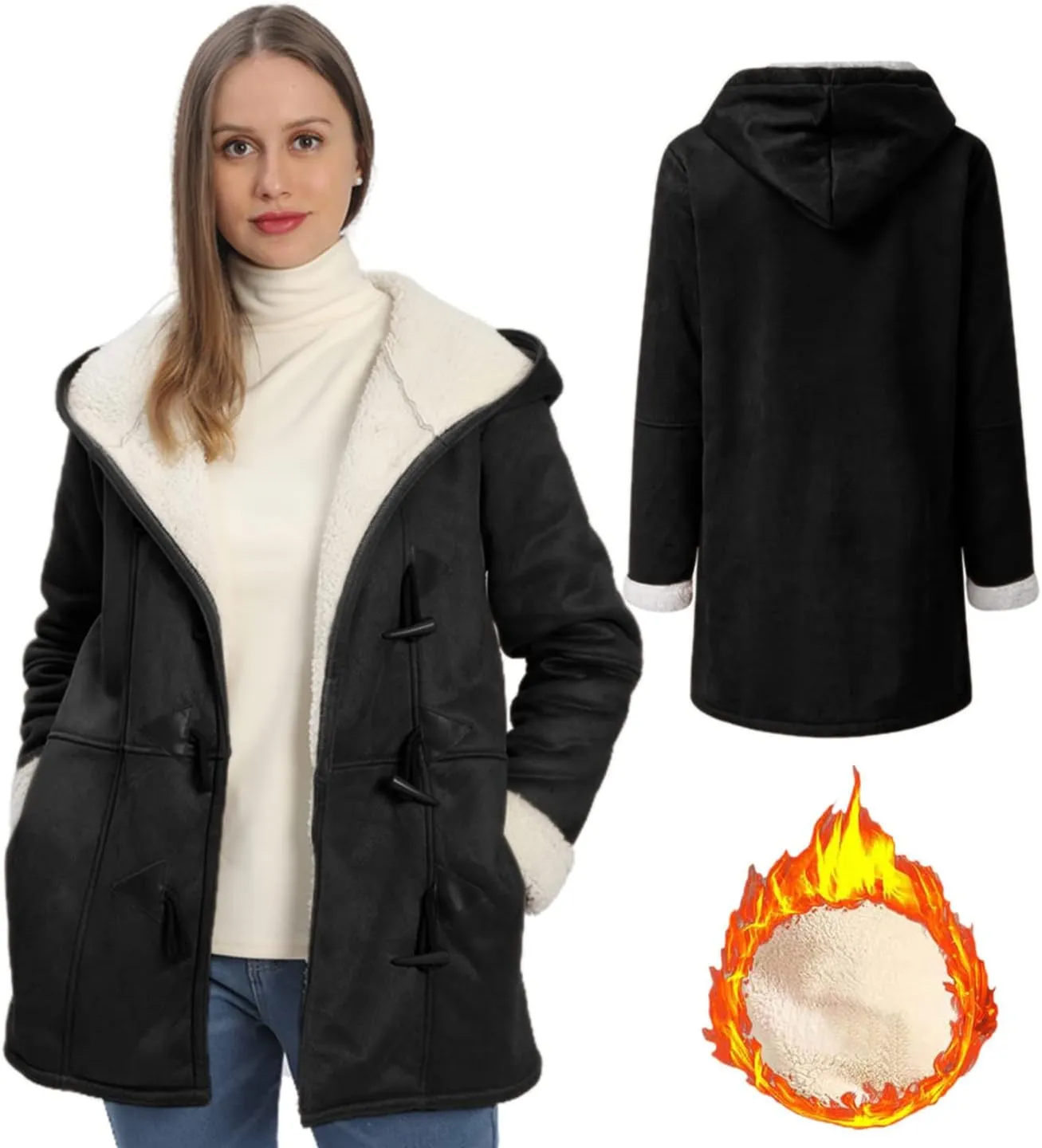AI'MOURI Sherpa Fleece Outerwear Overcoat Women