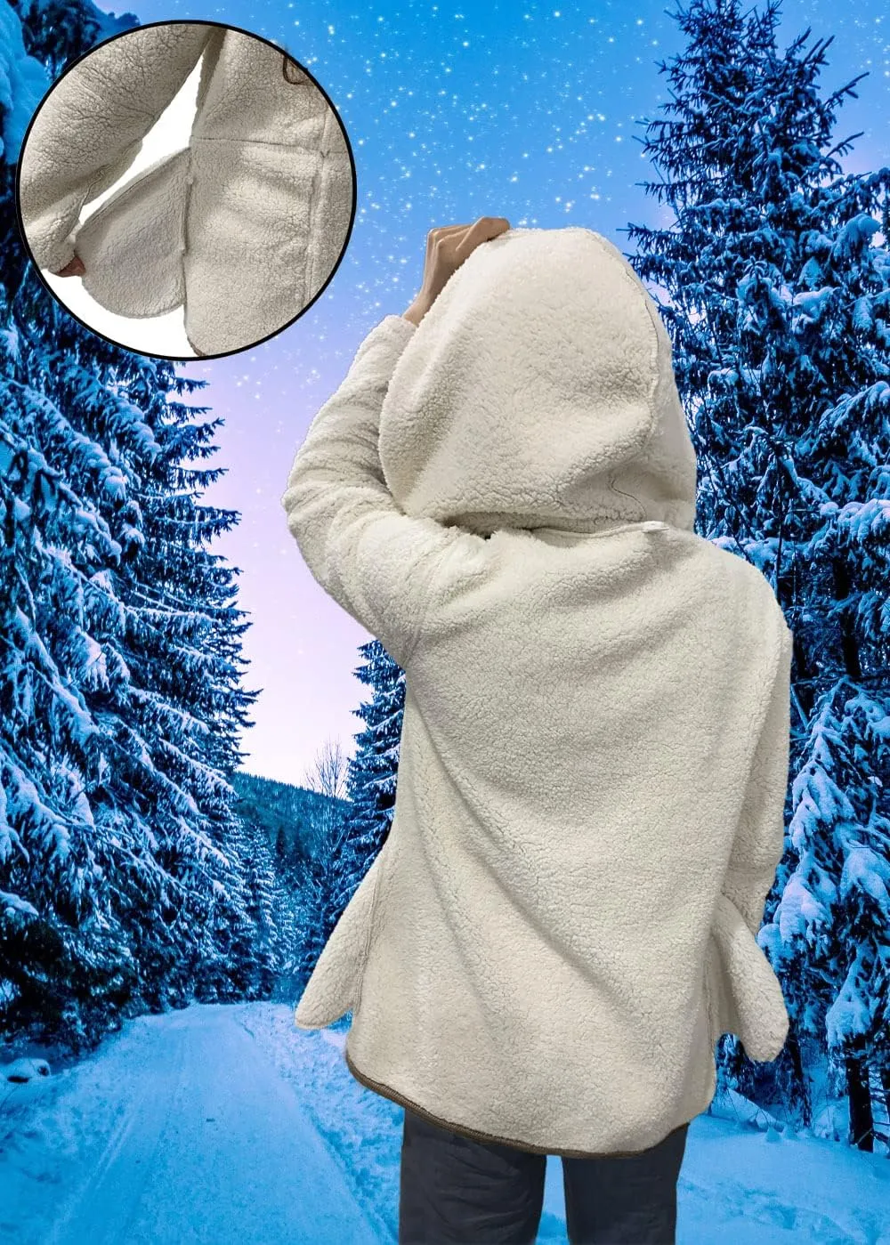 AI'MOURI Sherpa Fleece Outerwear Overcoat Women