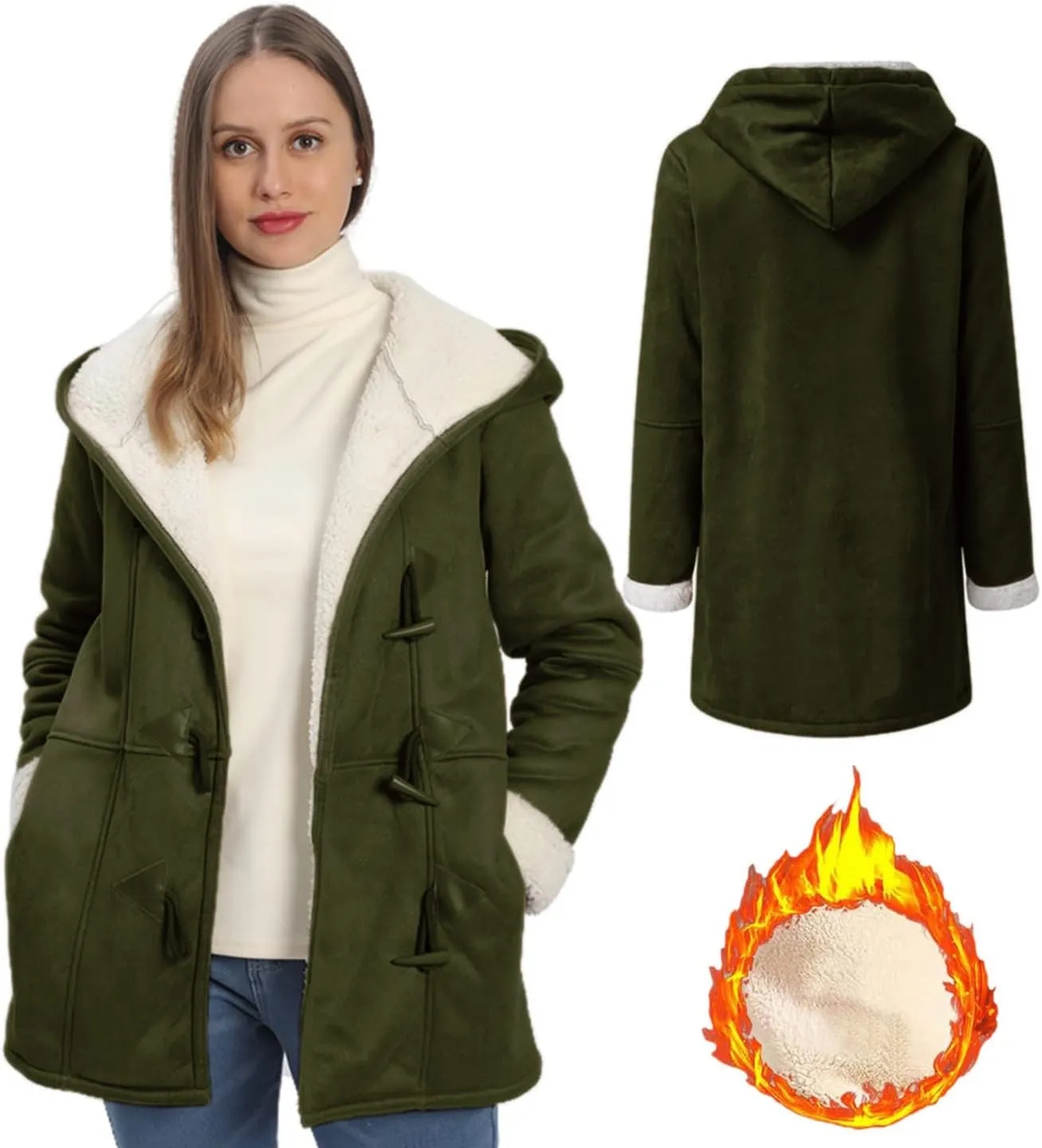 AI'MOURI Sherpa Fleece Outerwear Overcoat Women