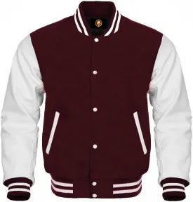 AMAZEE Cow leather Sleeves Genuine Wool Body Jacket Letterman Baseball Bomber Varsity Jackets