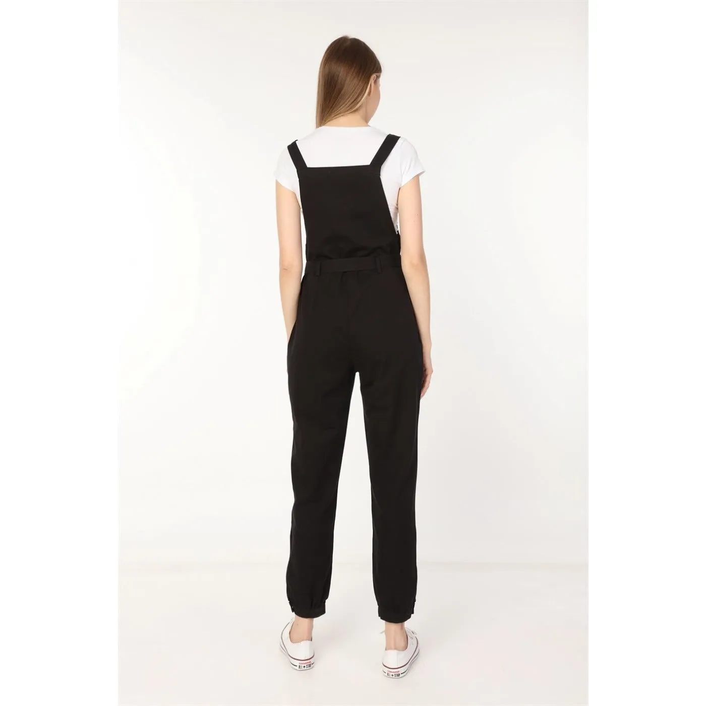 Black Denim Dungaree Jumpsuit