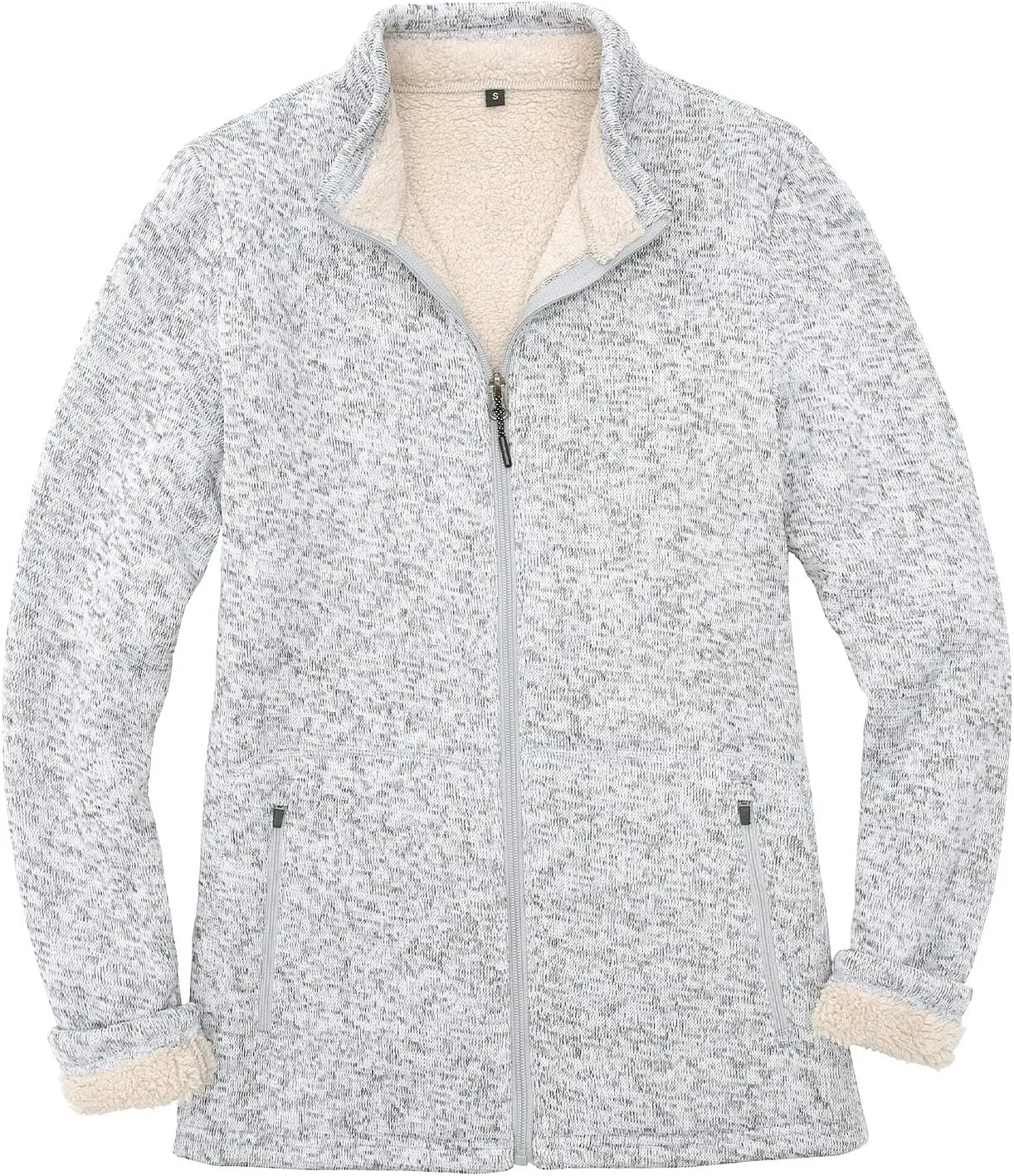 Bonnorth Women's Full Zip Sweater Fleece Jacket,Sherpa Lined Windproof Jacket with Zip Pocket