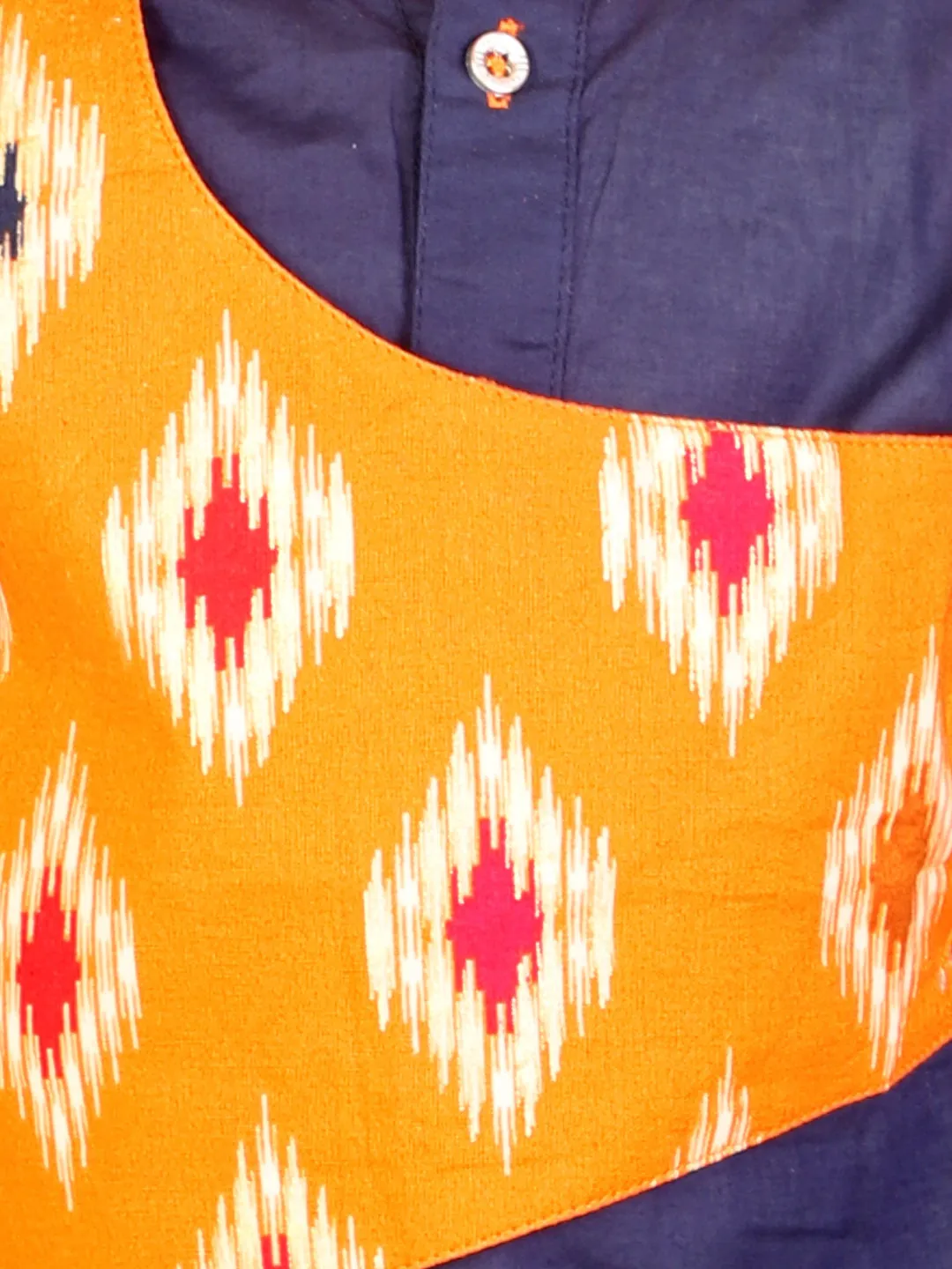 Boy's Ikat print front panel kurta pyjama - KID1 Boys