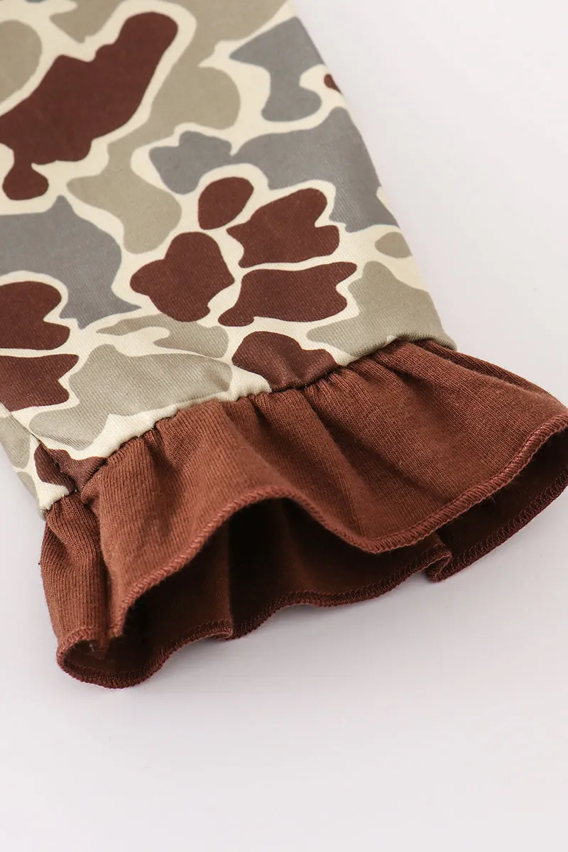 Camouflage ruffle girl hoodie set
