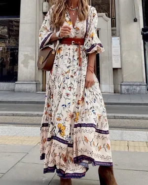 Fashion Print Boho Maxi Dress