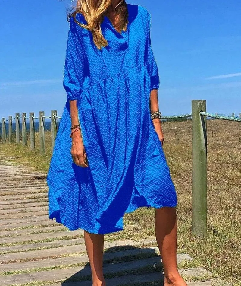 Fashion Women Summer Long Dress Print Causal Boho  Lady Plus Sundress Beach Dresses