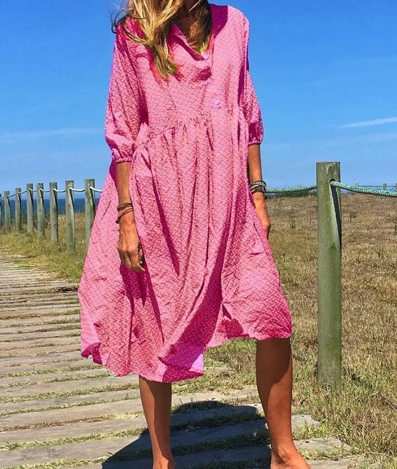 Fashion Women Summer Long Dress Print Causal Boho  Lady Plus Sundress Beach Dresses