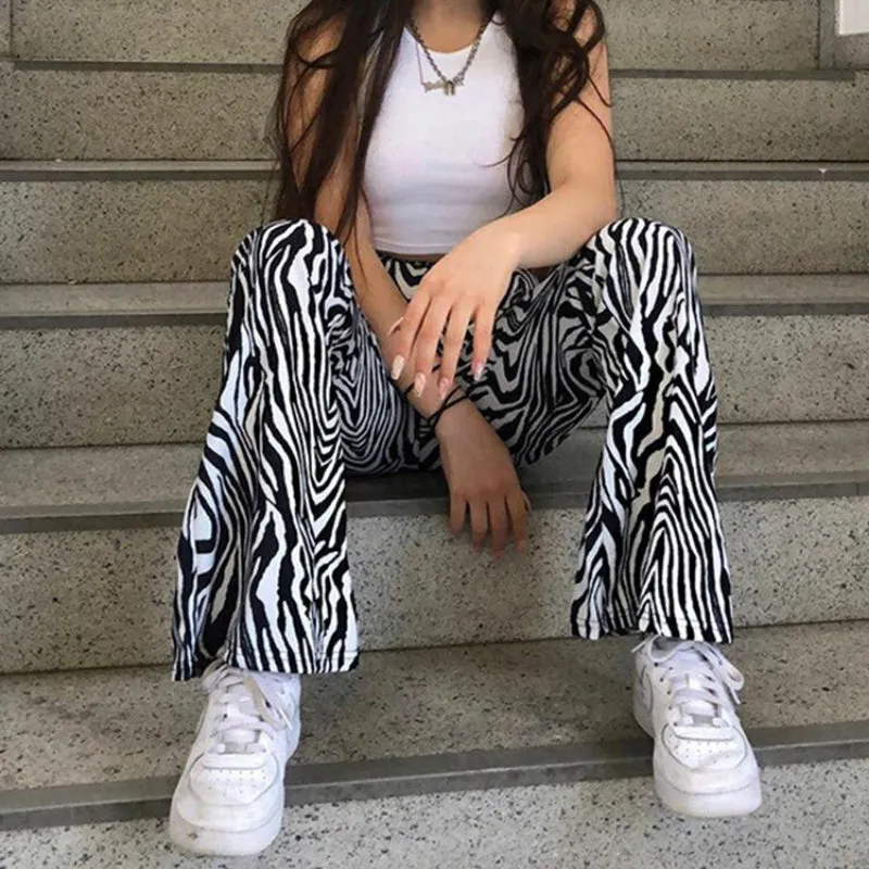 Fashionable Zebra Print Wide Leg Pants for Women
