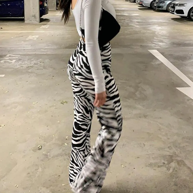 Fashionable Zebra Print Wide Leg Pants for Women