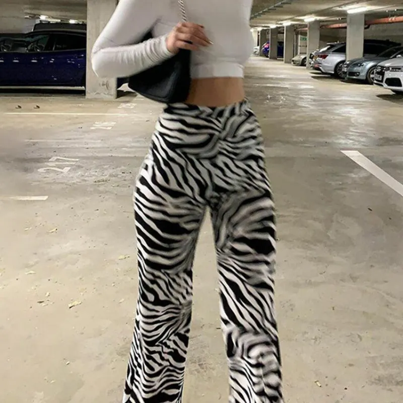 Fashionable Zebra Print Wide Leg Pants for Women