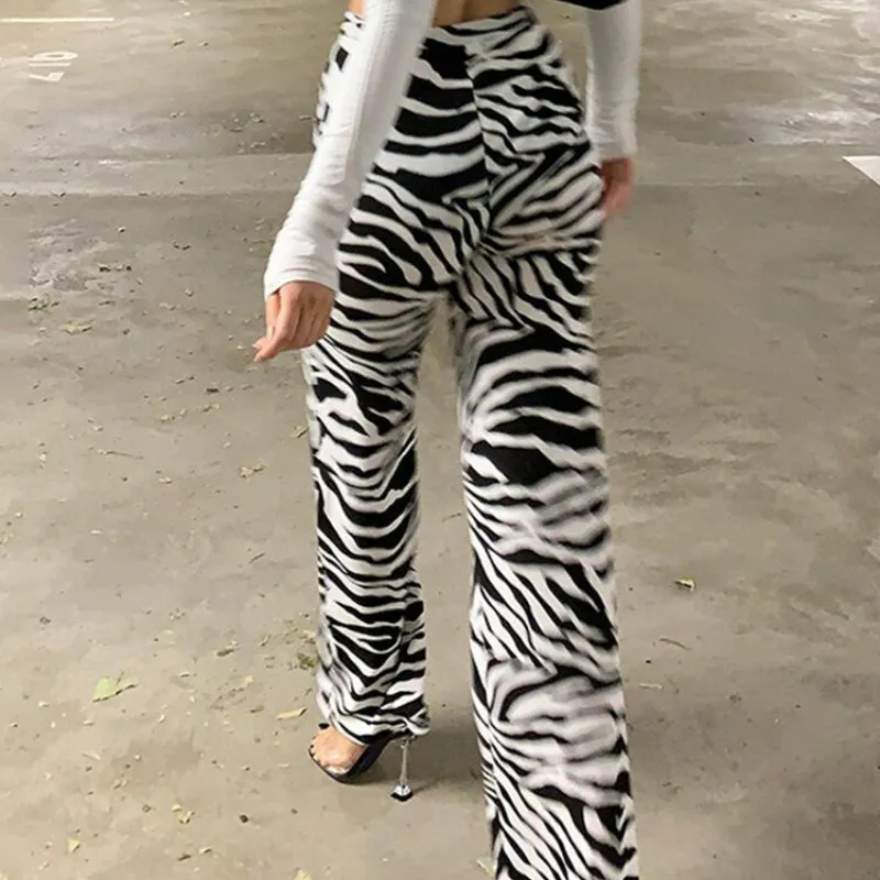Fashionable Zebra Print Wide Leg Pants for Women