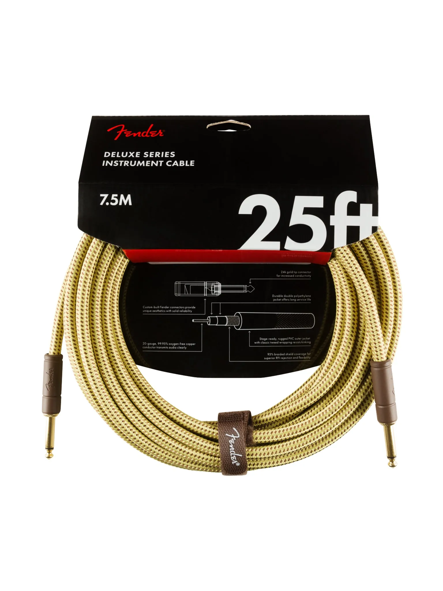 Fender Deluxe Series Instruments Cable, Straight/Straight, Tweed
