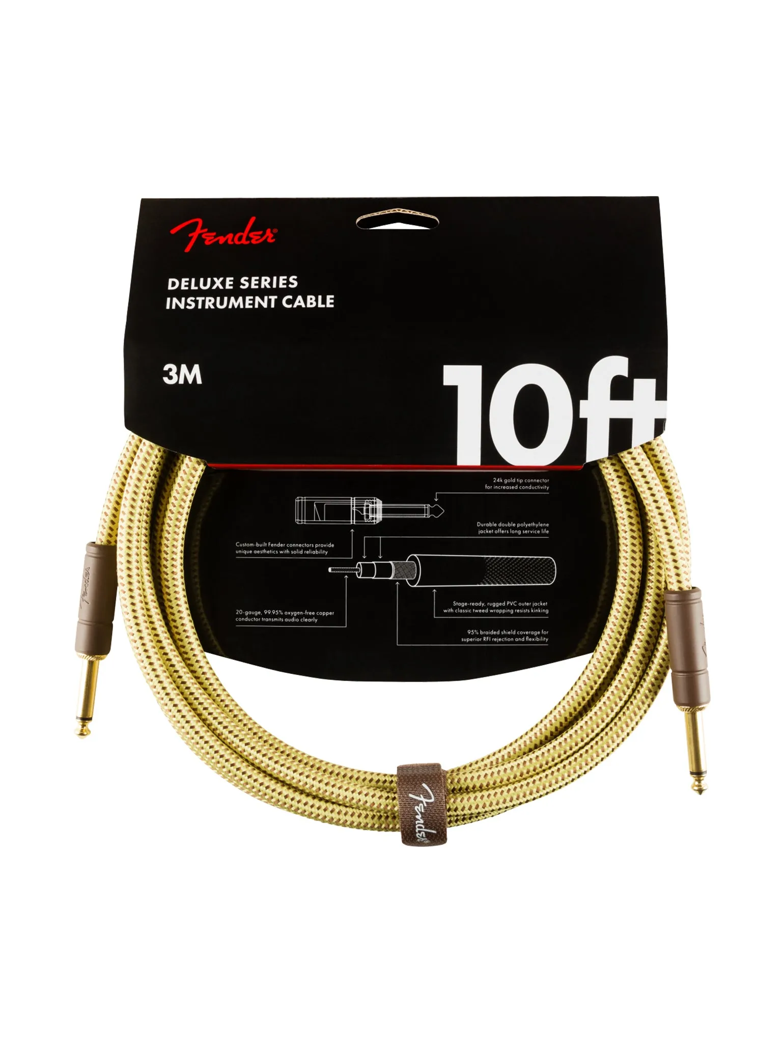 Fender Deluxe Series Instruments Cable, Straight/Straight, Tweed