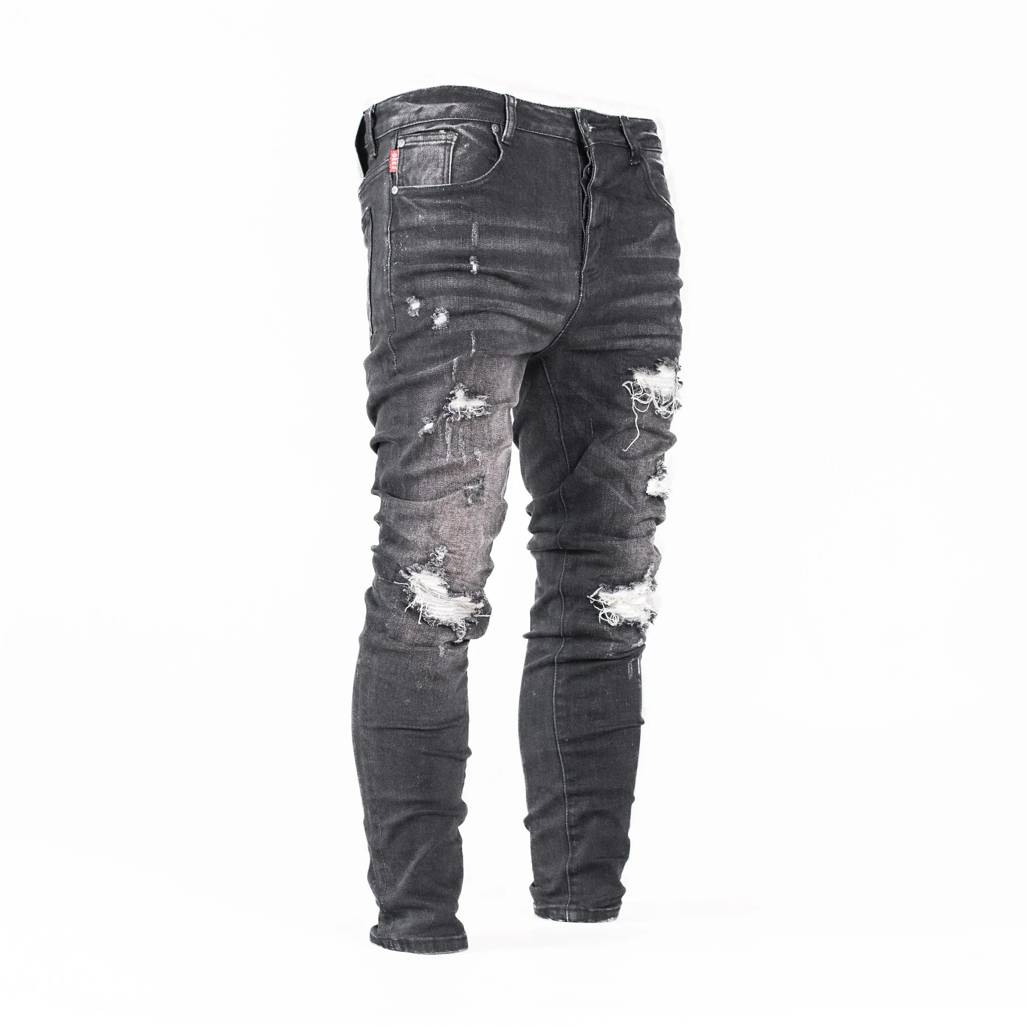 Gee2 Asphalt Edge Distressed Skinny Jeans