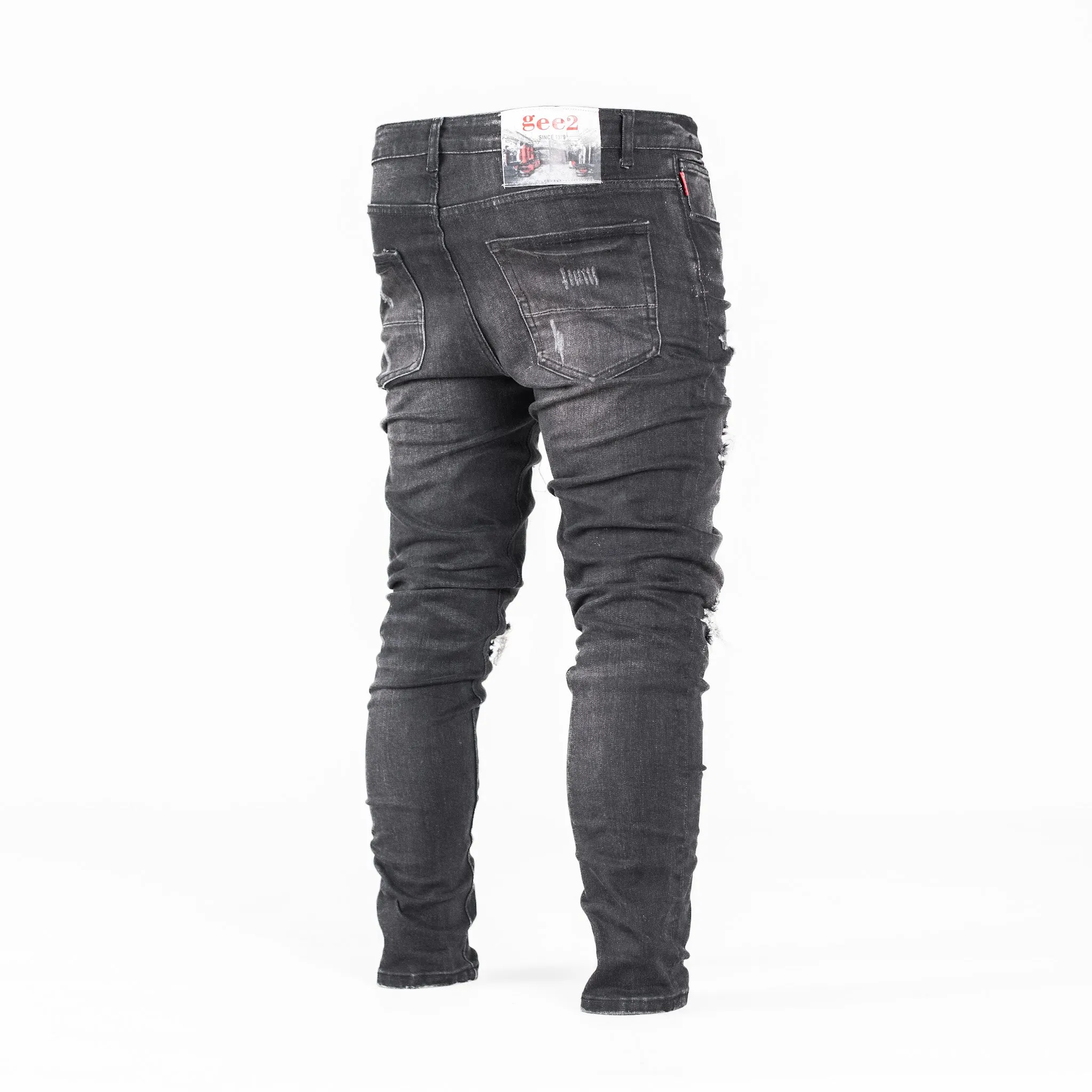 Gee2 Asphalt Edge Distressed Skinny Jeans