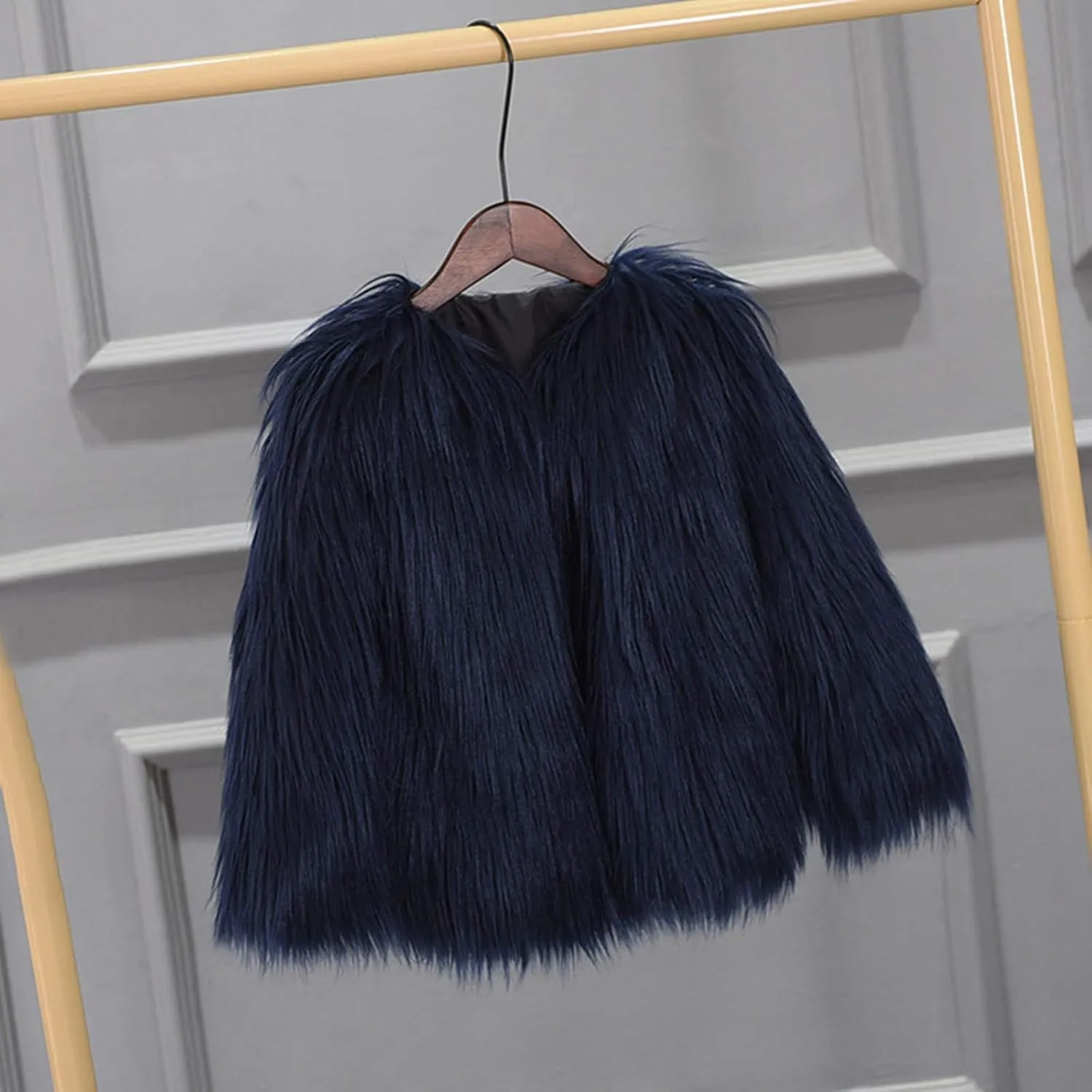 Girls Faux-Fur Jacket Winter Shaggy Dress Coats Thick Warm Fashion Purple Cool Clothes Costume Kids 3-10 Years