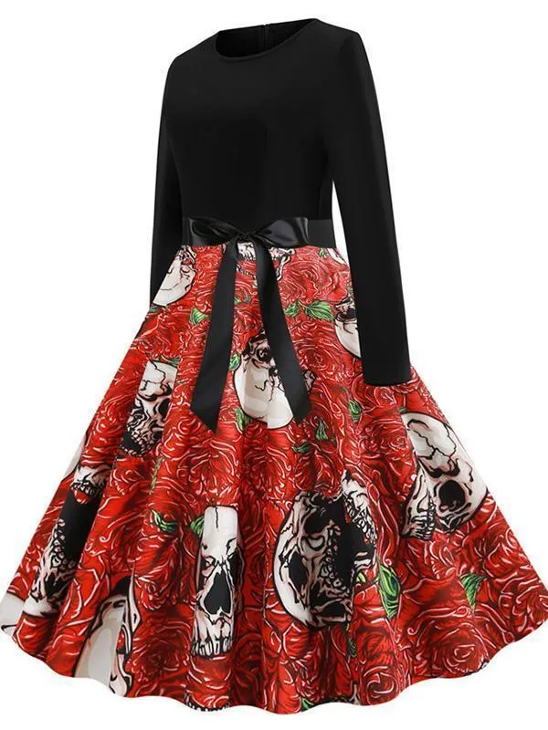 Halloween Vintage Fashion Print Dress