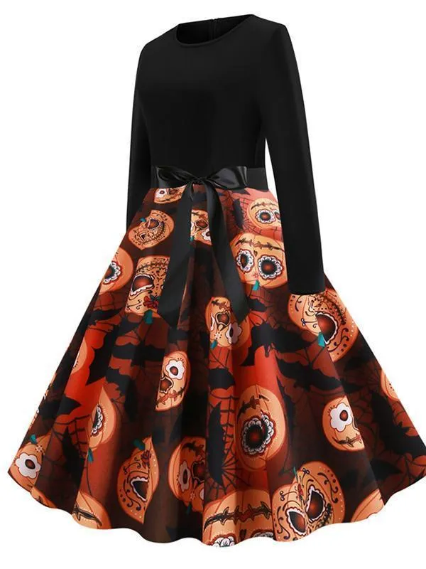 Halloween Vintage Fashion Print Dress