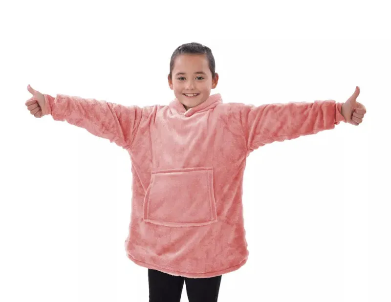 KIDS OVERSIZED FLEECE HOODIE HOODED BLANKET WARM SWEATSHIRT LOUNGEWEAR GIFT