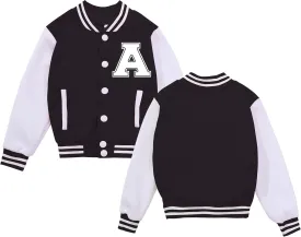 Kids Varsity Jacket Boys Baseball Jacket Sports Outerwear Coat for Girls School Uniform