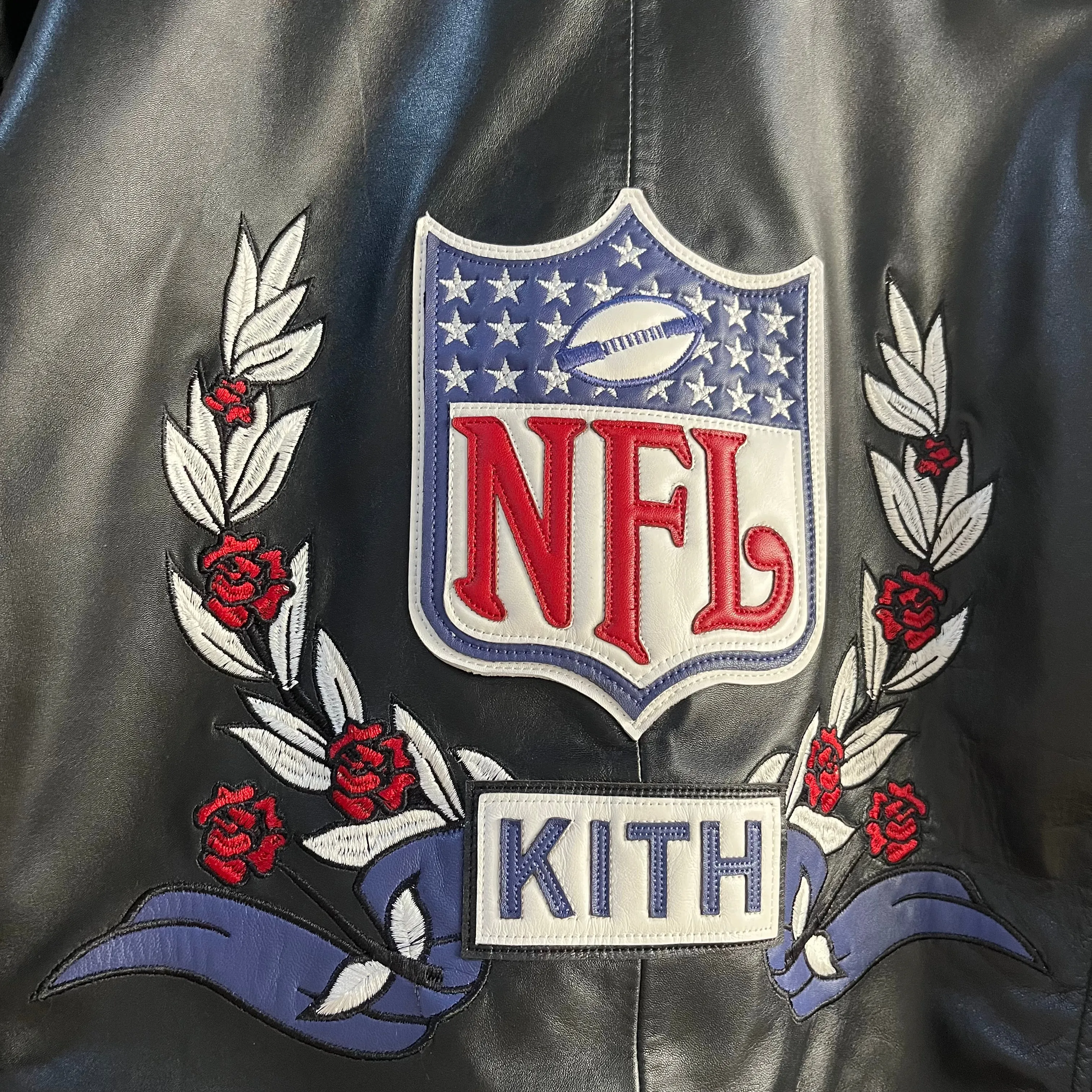 Kith X NFL Giants LeatherJacket - SMALL -  Multi
