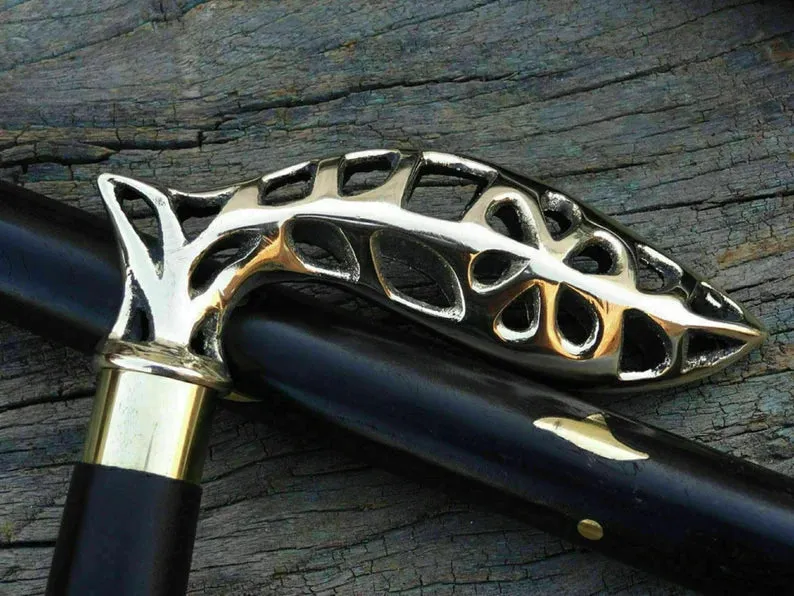 Leaf Design Handle and Designer Shaft Designer Walking Stick