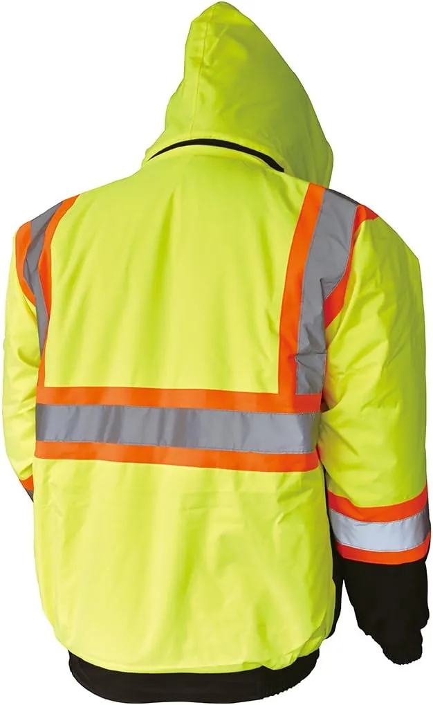 LM High Visibility Class III Reflective Waterproof Bomber Jacket W/Removable Hood