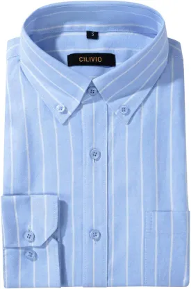 Men's 100% Cotton Oxford Dress Shirt Long Sleeve Rerular Fit Button-Down Business Casual Shirt