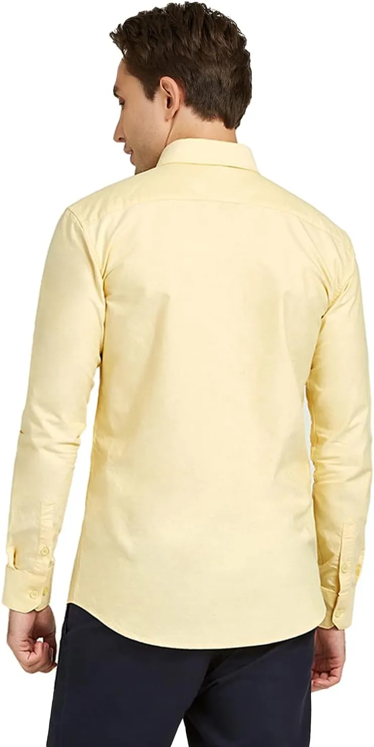 Men's 100% Cotton Oxford Dress Shirt Long Sleeve Rerular Fit Button-Down Business Casual Shirt
