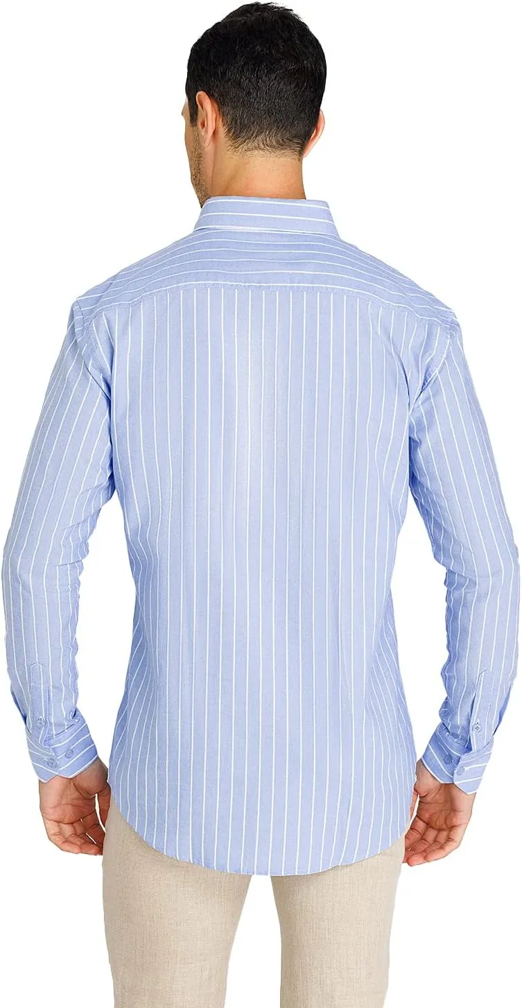 Men's 100% Cotton Oxford Dress Shirt Long Sleeve Rerular Fit Button-Down Business Casual Shirt