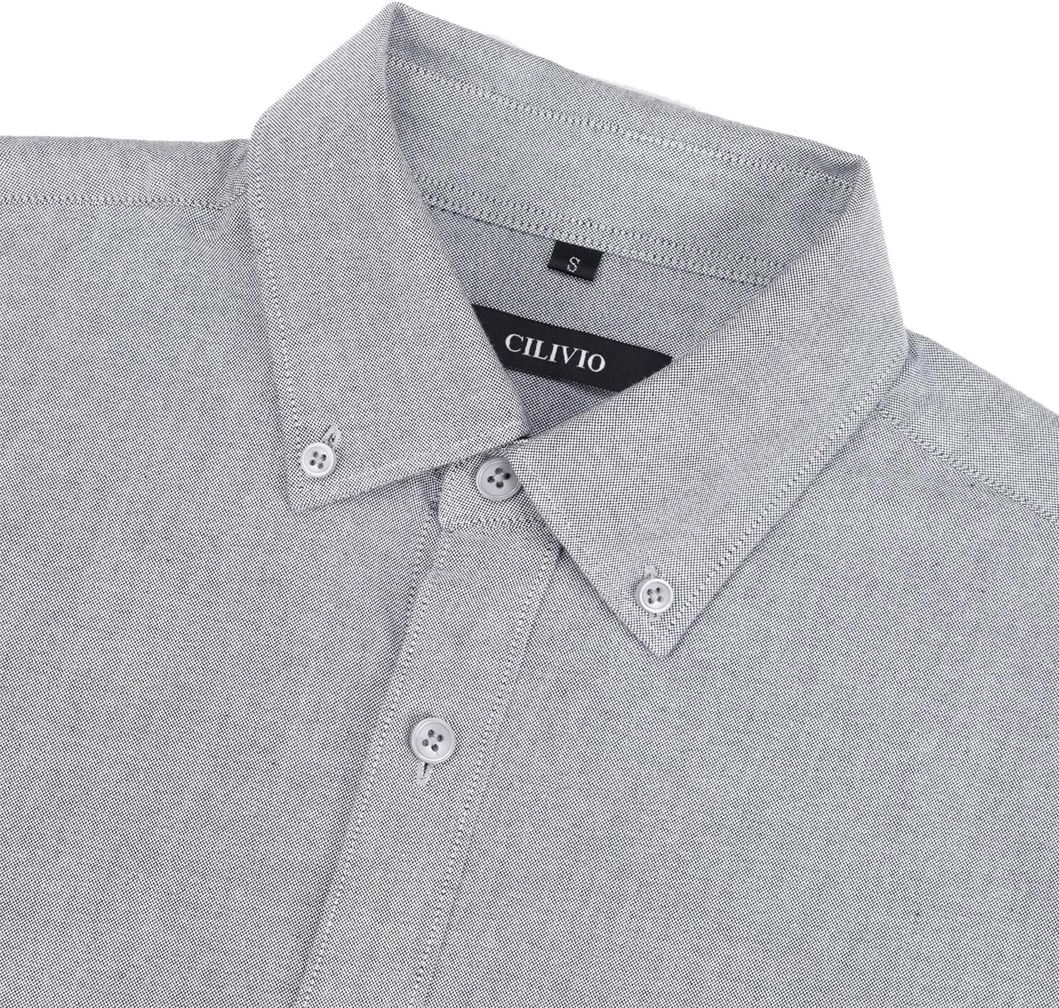 Men's 100% Cotton Oxford Dress Shirt Long Sleeve Rerular Fit Button-Down Business Casual Shirt