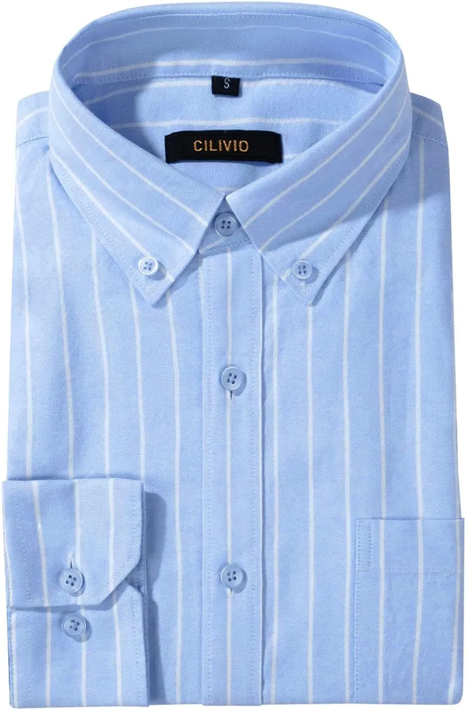 Men's 100% Cotton Oxford Dress Shirt Long Sleeve Rerular Fit Button-Down Business Casual Shirt