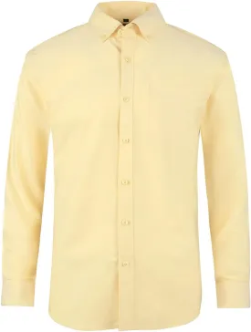 Men's 100% Cotton Oxford Dress Shirt Long Sleeve Rerular Fit Button-Down Business Casual Shirt