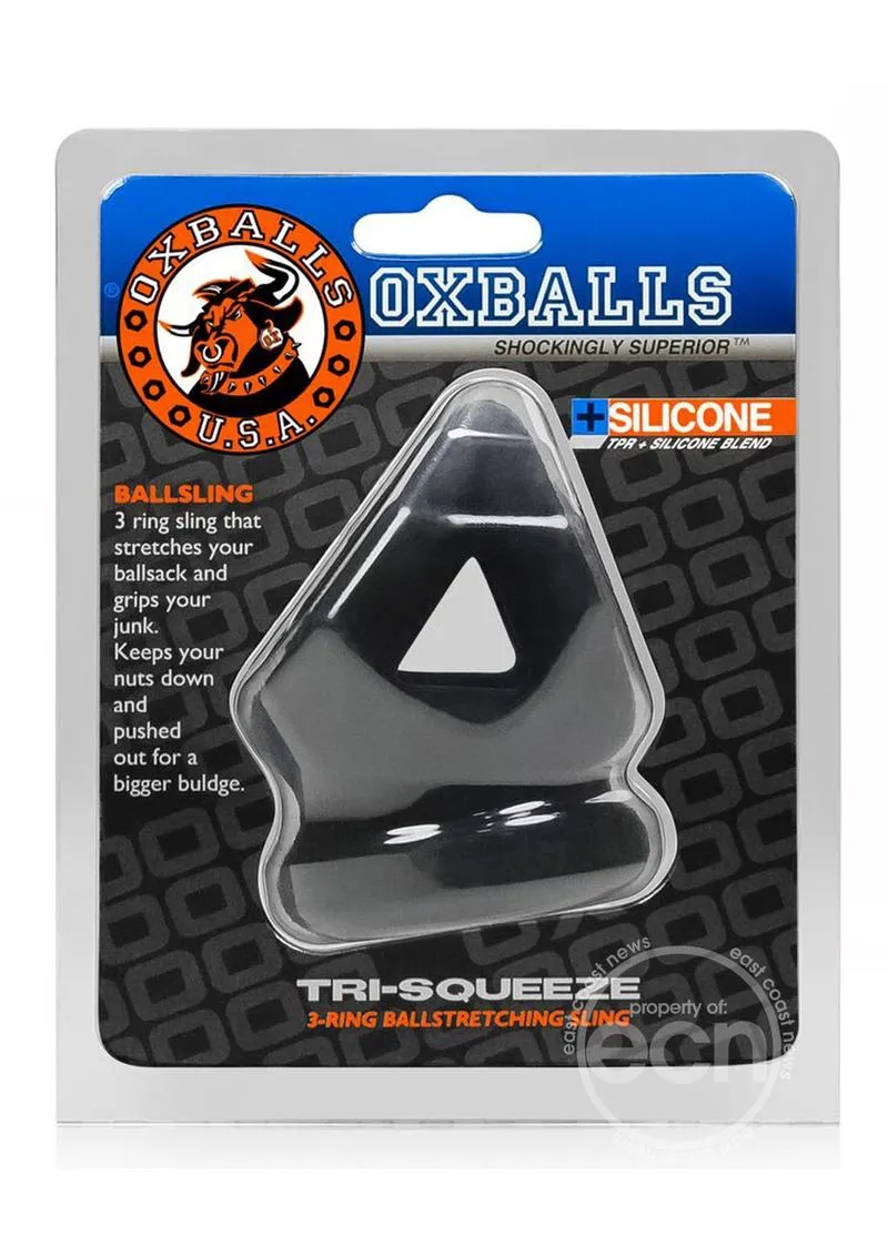 Oxballs Tri Squeeze Silicone Blend 3 Ring Ballstretching Sling - Black