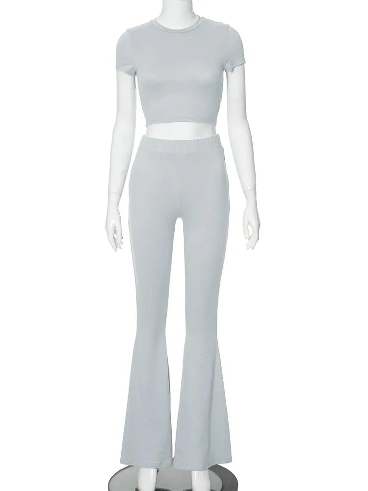 Pamela Crop Top & Flare Pants 2 Pieces Set