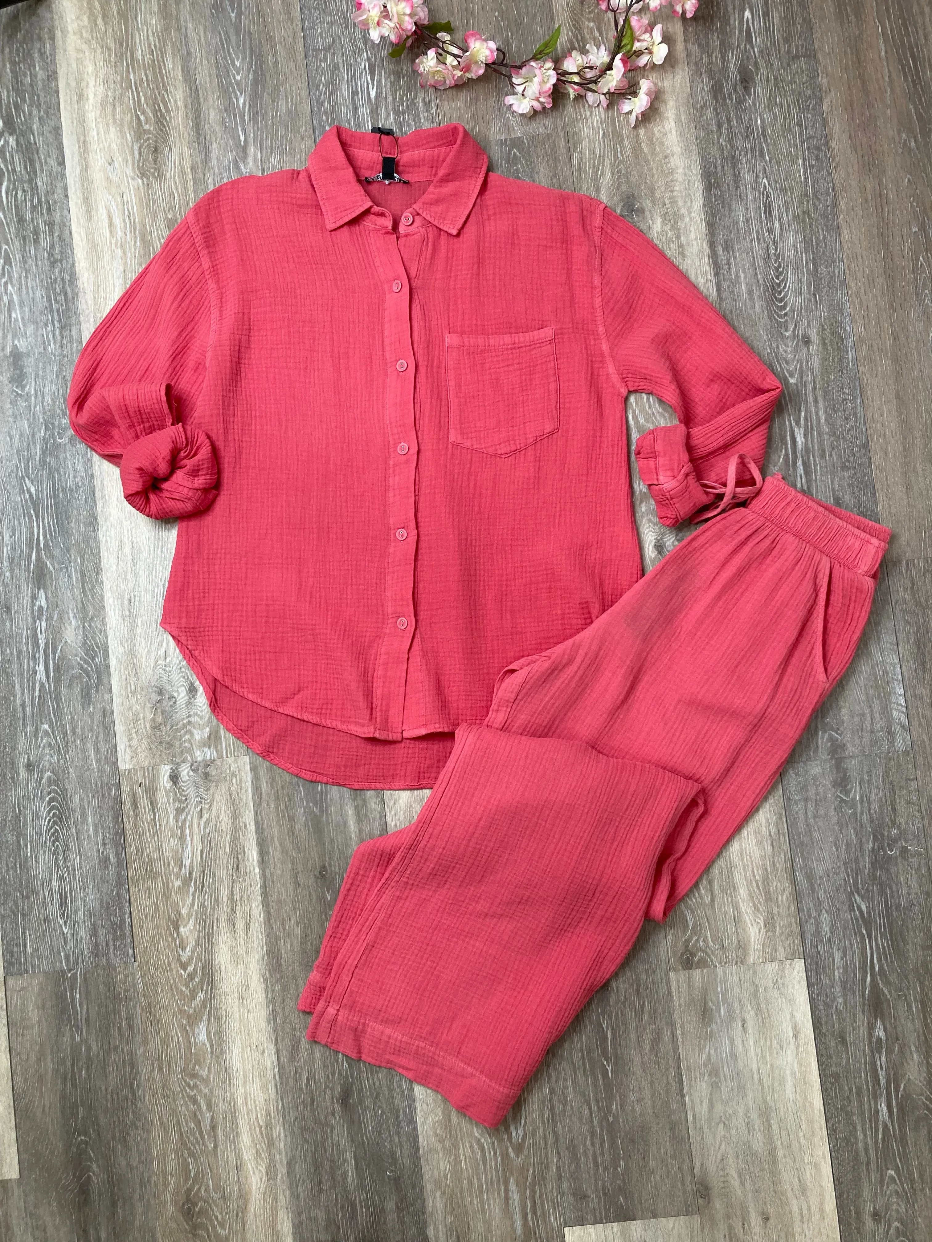 STE June Gauze Pants in Coral