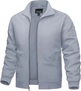 TACVASEN Men's Bomber Jacket Lightweight Casual Windproof Running Spring Windbreaker Sportswear Outerwear