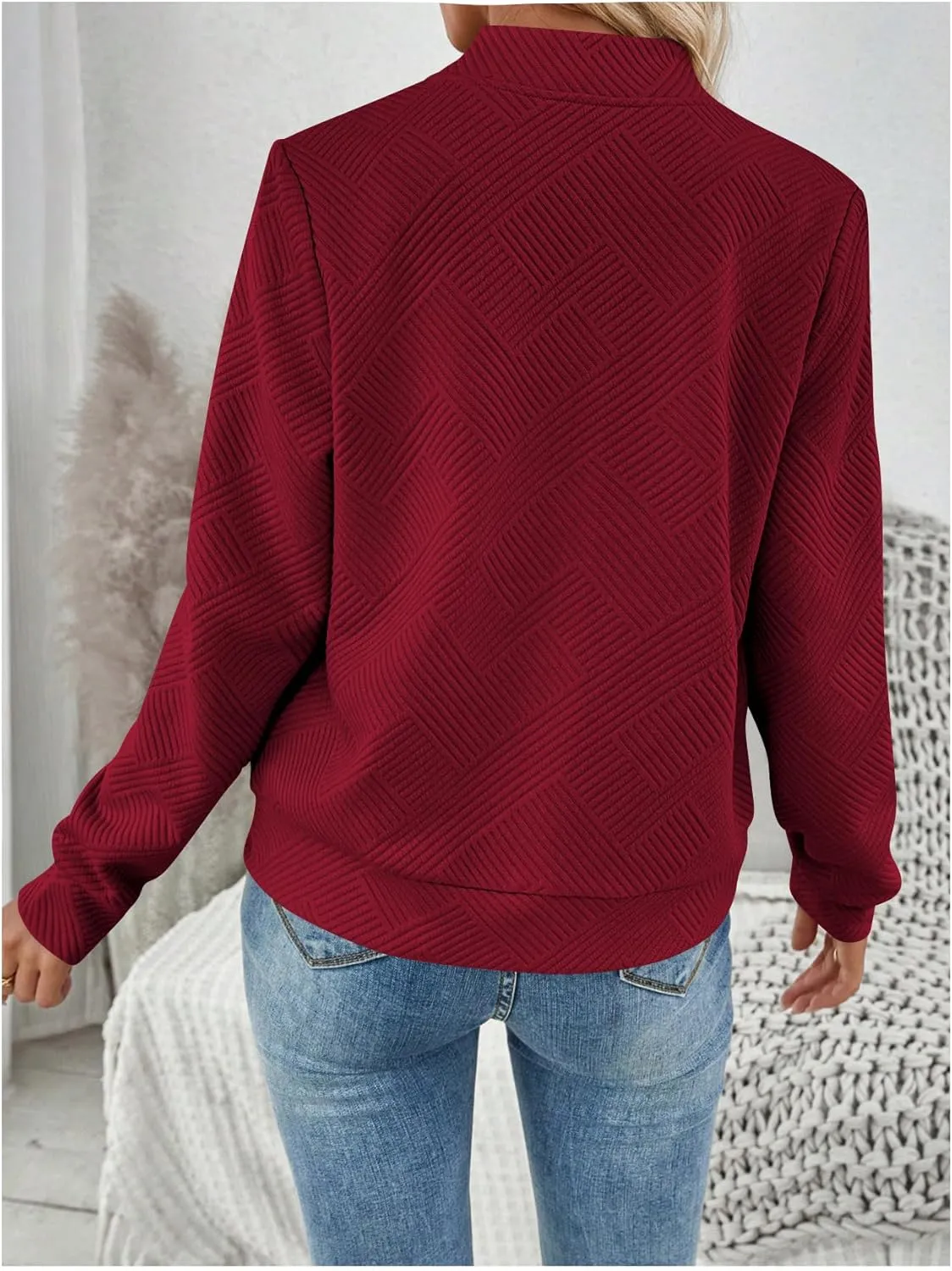 Verdusa Women's Zip Up Textured Bomber Jacket Casual Long Sleeve Outerwear