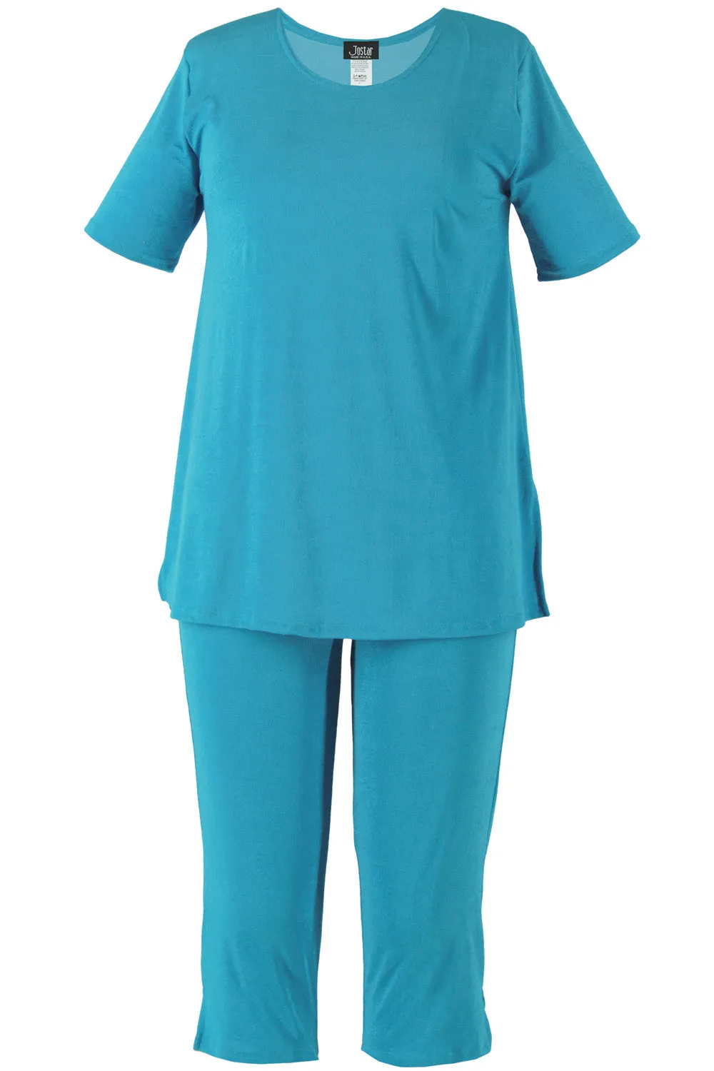 Women's Stretchy Capri Pant Set Short Sleeve-9003BN-SRS1